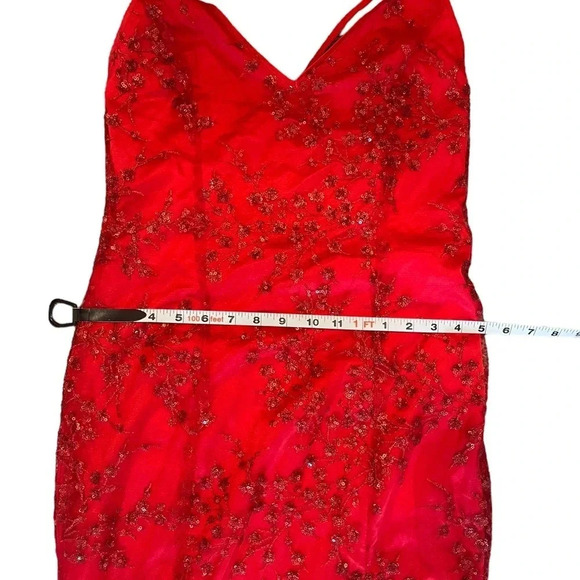 ✨Lulus Blissful Blossoms Red Sequin Maxi Dress Backless Slit Size M✨ - Picture 4 of 5